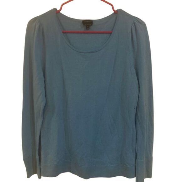 Talbots pure merino wool pearl button sleeves medium  long sleeve blue - Picture 1 of 5